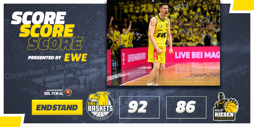 FINALE! Wahnsinn, was das Team und die Fans hier in der zweiten Halbzeit abgerissen haben und welche Atmosphäre hier in der Arena war. Morgen kommen wir alle wieder, um uns unseren Traum zu erfüllen! Topscorer: Russell (26)

Der Score presented by @EWE_AG