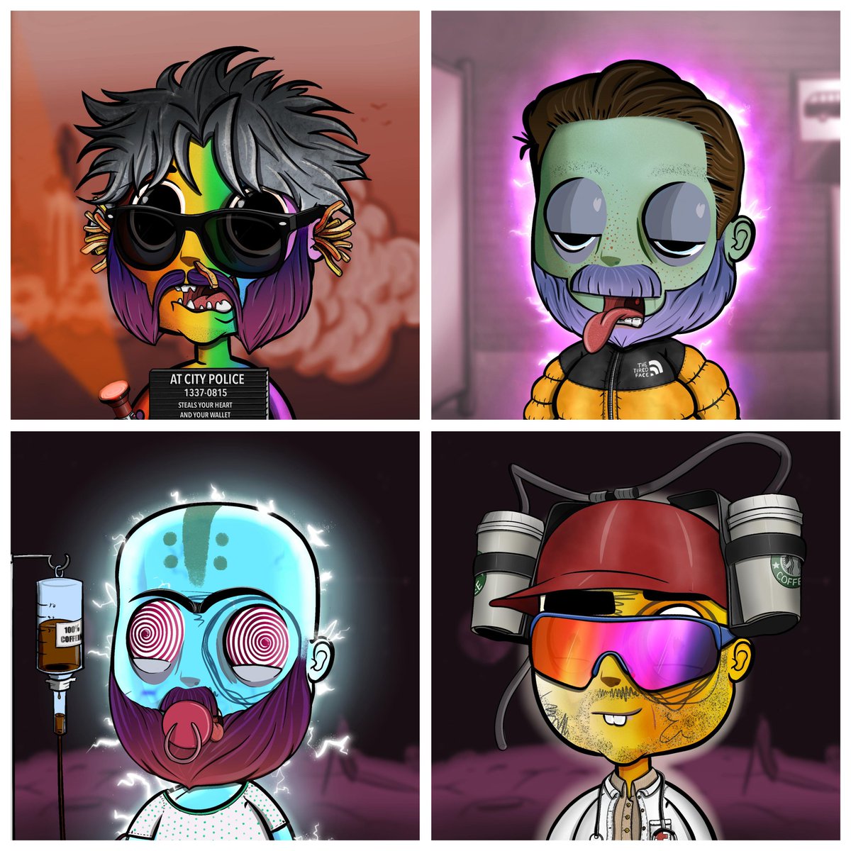 Choose your favourite 🤔 
Puffer? Rainbow? Gold? Electro?
<a href="/alwaystirednfts/">Always Tired</a> everyone can find something for him! 
<a href="/sibu_nft/">sethi1337.eth 💤 @alwaystirednfts</a>