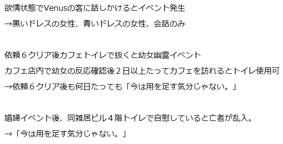 sigokiai's tweet photo. @JNIC79827680 退魔剣士の備忘録、依頼11まで遊ばせていただきました！ヒントにあったイベントが３つほど起きなかったのですが、何か条件が必要なのでしょうか（文字数制限のため画像に）また、ホテルへの同伴相手が見つからないのですが、未実装ですか？ https://t.co/eB8r5Ruvd2