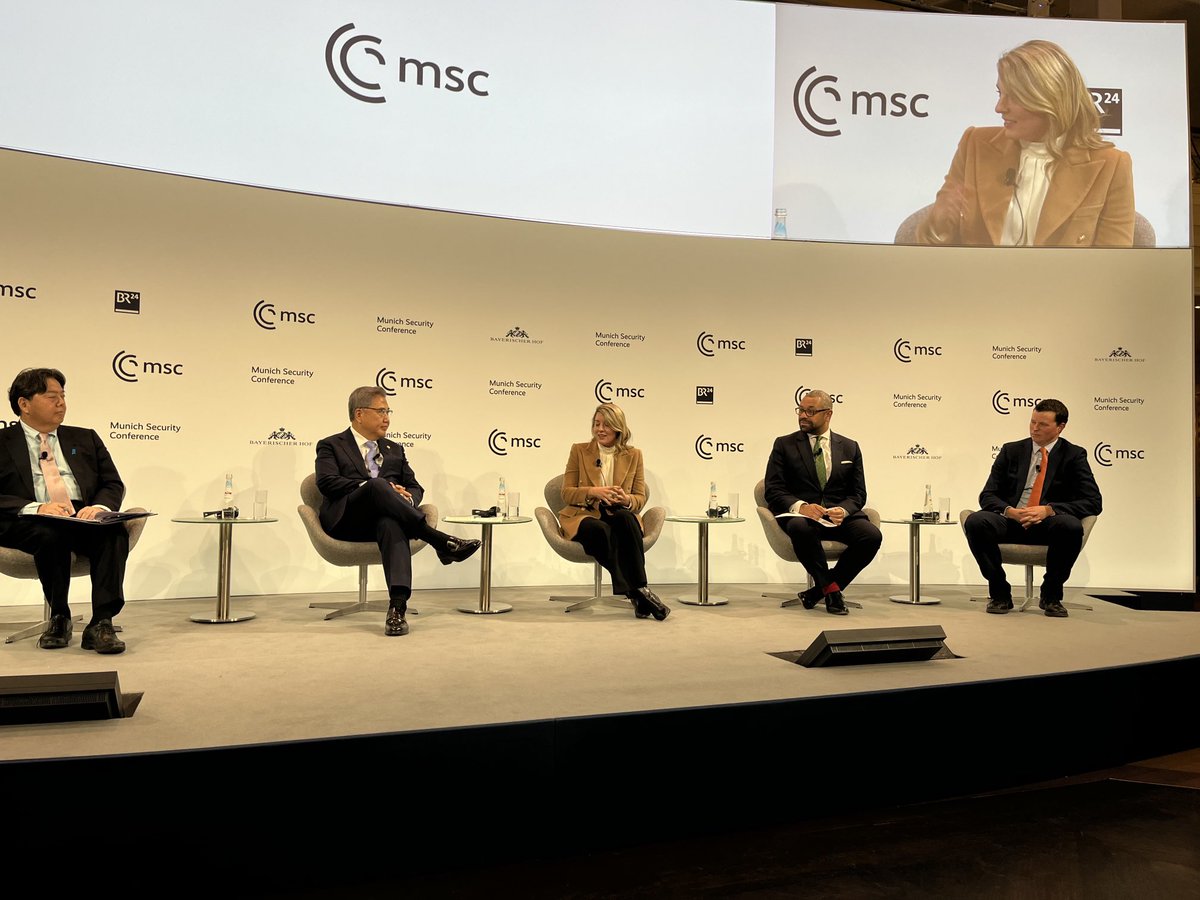 Great Indo-Pacific discussion &amp; much alignment among foreign ministers of 🇯🇵 🇰🇷 🇨🇦 &amp; 🇬🇧 here in Munich ⁦<a href="/MunSecConf/">Munich Security Conference</a>⁩