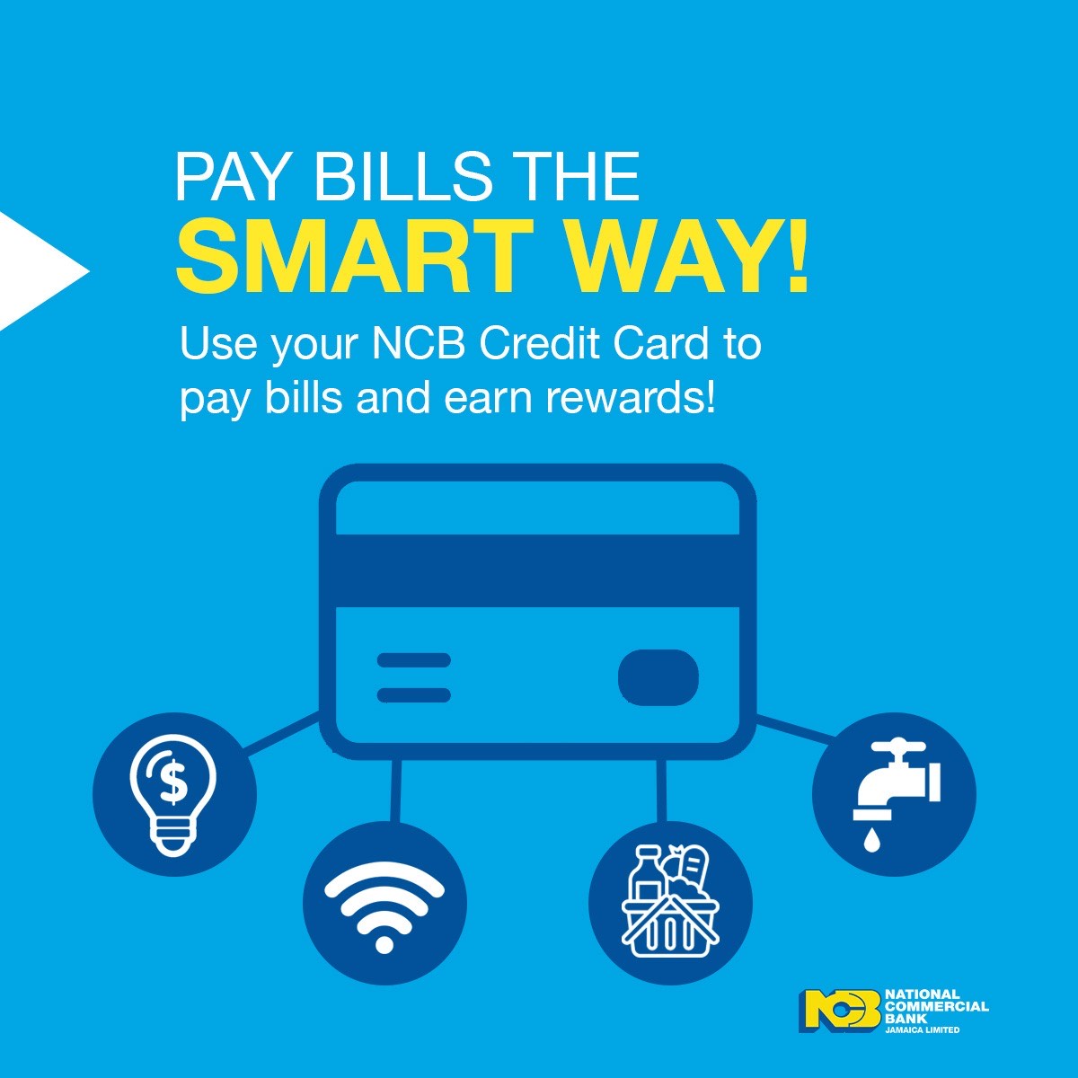 ncbja's tweet photo. Use an NCB credit card to pay monthly bills and earn cash back or NCB Miles. 

Simply pay the balance in full and on time every month to take advantage of these great rewards.

Don’t have a card? Visit https://t.co/9n6vxHsMRX.

.....
#creditcard #cardrewards #billpayments https://t.co/E85rtkuJOi