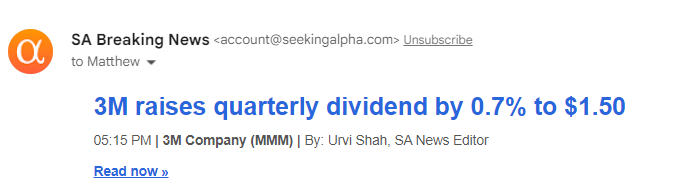 Love seeing the #dividend increase from $MMM!  This is a company in my own backyard in MN and has a great reputation for the state on MN.  Glad to be a shareholder in this great org!  How much $MMM do you own? #stocks #investing