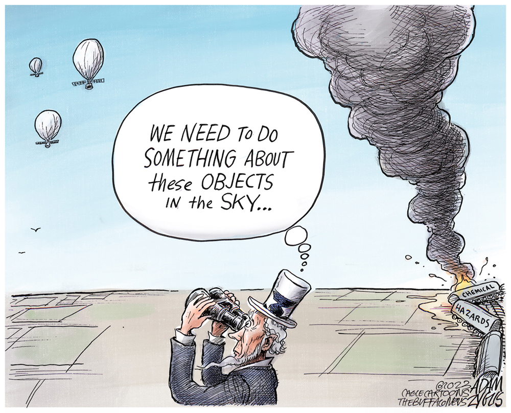 adamzyglis's tweet image. Airborne threats... @TheBuffaloNews #newpalestine #flyingobjects #balloons #TrainDerailments  buffalonews.com/opinion/ohio-t…