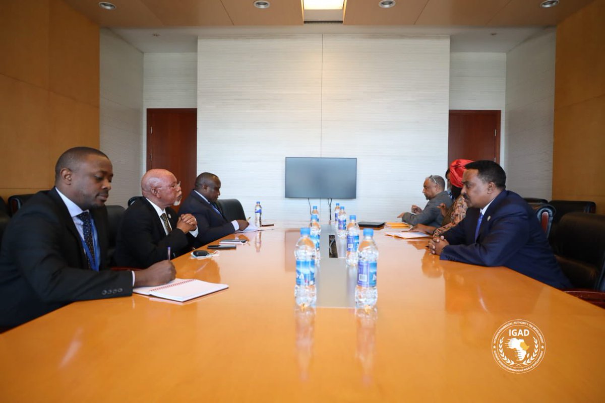 DrWorkneh's tweet photo. Pleasure meeting with my brother @GenJejeOdongo Foreign Minister of Uganda, &amp; Amb. @Rotengo2 on the sidelines of the 36th AU Assembly.
I updated him on the regional situation &amp; we had a good exchange of ideas on how best to support our organization IGAD. https://t.co/C08m2C9QYv