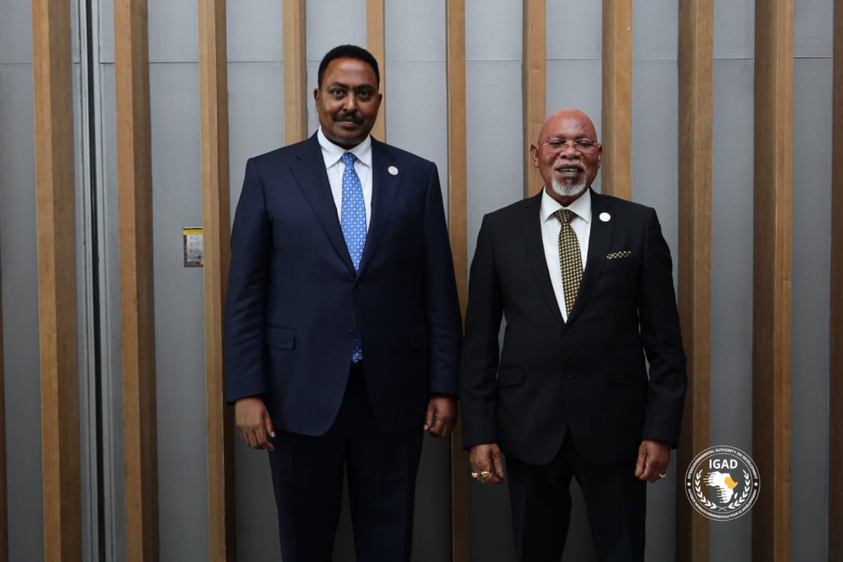 DrWorkneh's tweet photo. Pleasure meeting with my brother @GenJejeOdongo Foreign Minister of Uganda, &amp; Amb. @Rotengo2 on the sidelines of the 36th AU Assembly.
I updated him on the regional situation &amp; we had a good exchange of ideas on how best to support our organization IGAD. https://t.co/C08m2C9QYv