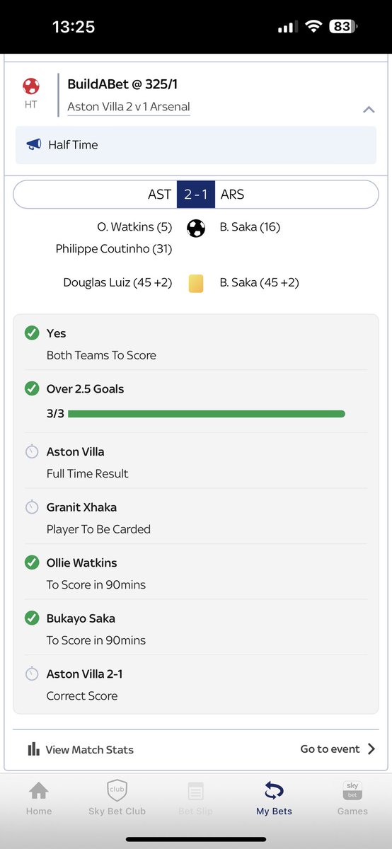 Score stay the same and Xhaka to do what he does best and get a booking 🙏🏼

⁦<a href="/SkyBet/">Sky Bet</a>⁩