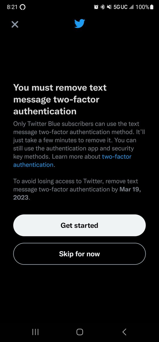 superchuck333's tweet photo. This will be the reason Twitter will fail. Not everyone can afford the BLUE star. And in theory shouldn't be paying them because advertiser should pay the fees. So now I'm not allowed to have a secure account because I won't pay! Stupid. @elonmusk https://t.co/DvYwnzyw6k