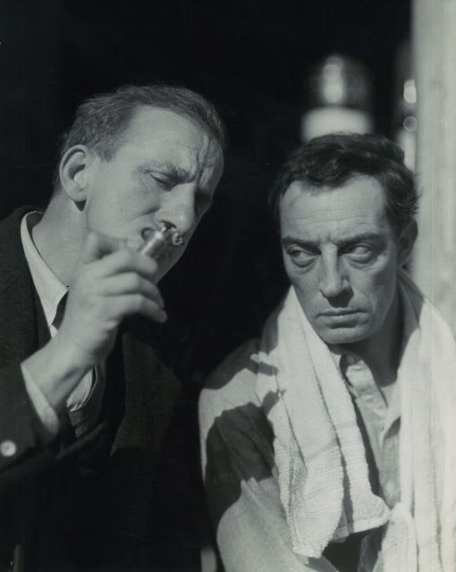 #SaturdayCaptions #CaptionThis #behindthescenes moment between #JimmyDurante & #BusterKeaton from #WhatNoBeer, 1933