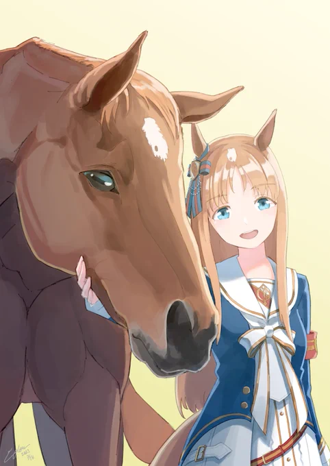 グラスちゃん&グラスワンダー号お誕生日イラストですアニメを見て最初に心惹かれた大和撫子ウマ娘の活躍を楽しみにしつつ、こんな日だからこそ、グラスワンダー号の末永い健勝を心から祈ります#ウマ娘 #グラスワンダー #グラスワンダー生誕祭2023 