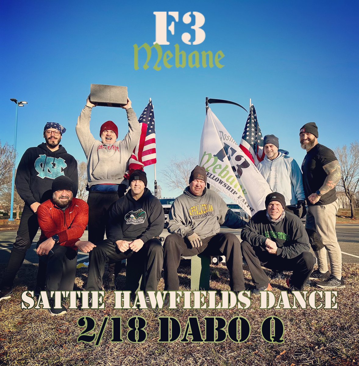 8 Pax were bait and switched into bringing weights to this morning’s beatdown for a cardio heavy workout and everyone left better for it!