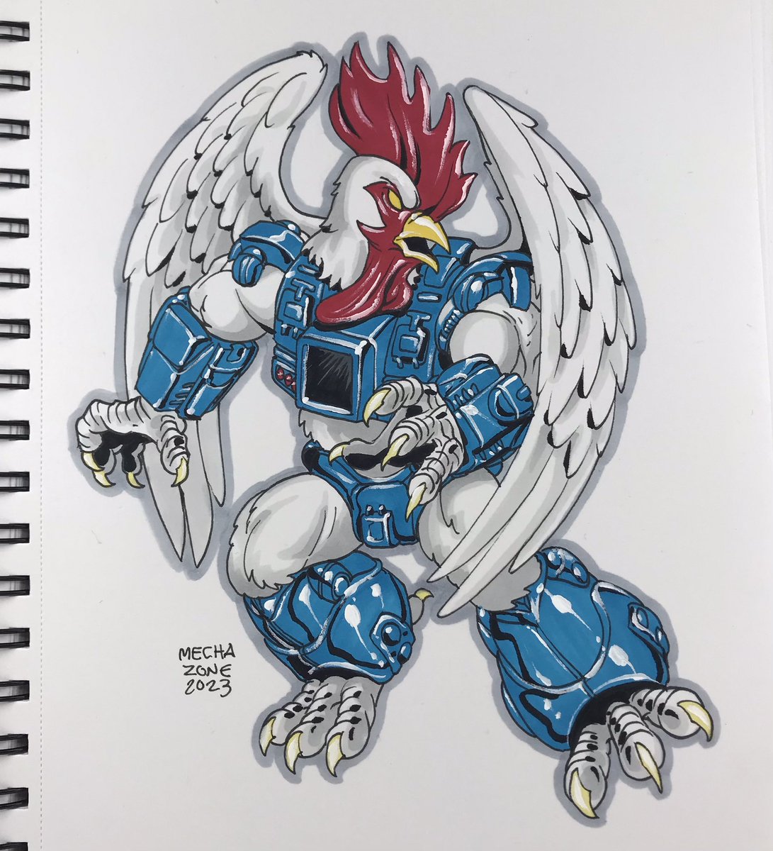 Battle Beasts: Rowdy Rooster

DONE! Woo-hoo 🥳

#inktober #inktober2023 #battlebeasts #battlebeast #transformers #beastformers #takara #warrior #monster #sketch #drawing #conceptart #characterdesign #kaiju #keshi #actionfigures #toy #artober #cyborg #rooster #chicken