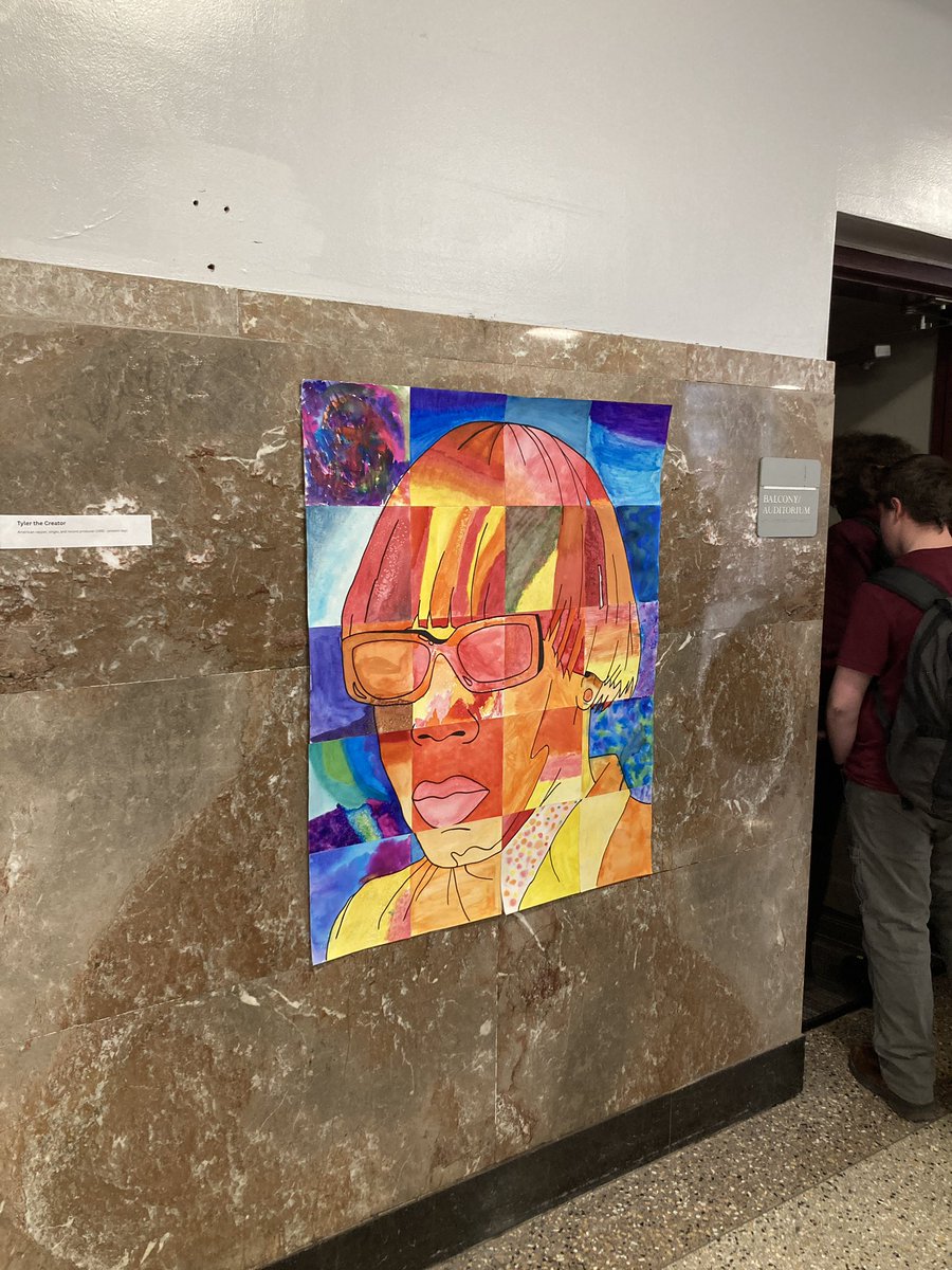 Amazing Black History Month assembly yesterday with inspirational guest speakers and fantastic student performances! @HaskellLaney and I enjoyed having our Visual Art 1 classes make collaborative portraits of Black musicians to greet students as they entered the auditorium.