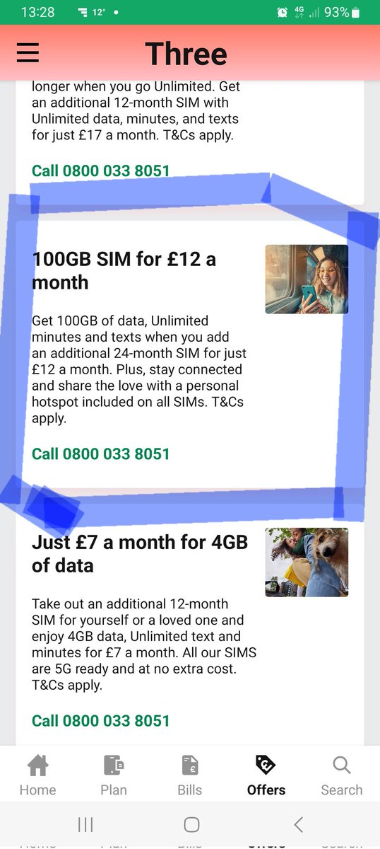 onemanscustard's tweet photo. @ThreeUKSupport what is the point of advertising an offer of 100gb data for 24 months, then tell me if I want it, will cost me £51 extra, not really an offer that You call me constantly about offers all the time. Contract runs out in a few months won't b renewing at this rate 😡 https://t.co/gbtxK97VHt