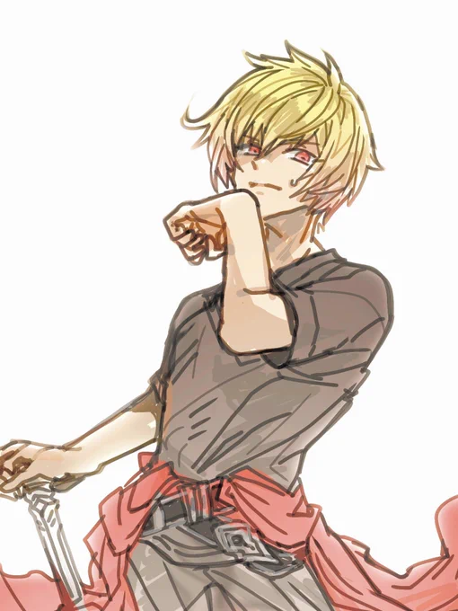 ラクガキ失礼します!ビリビリおじさん、もといアルベール団長さんを描く練習をしていました! 