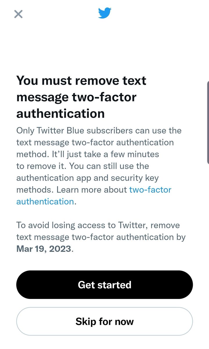 This doesn't make any sense <a href="/elonmusk/">Elon Musk</a>. With the proliferation of malicious people trying to take over accounts, why restrict 2FA text msg to the paid version?

@Twitter should actually be encouraging 2FA to be widely adopted and making it more accessible.