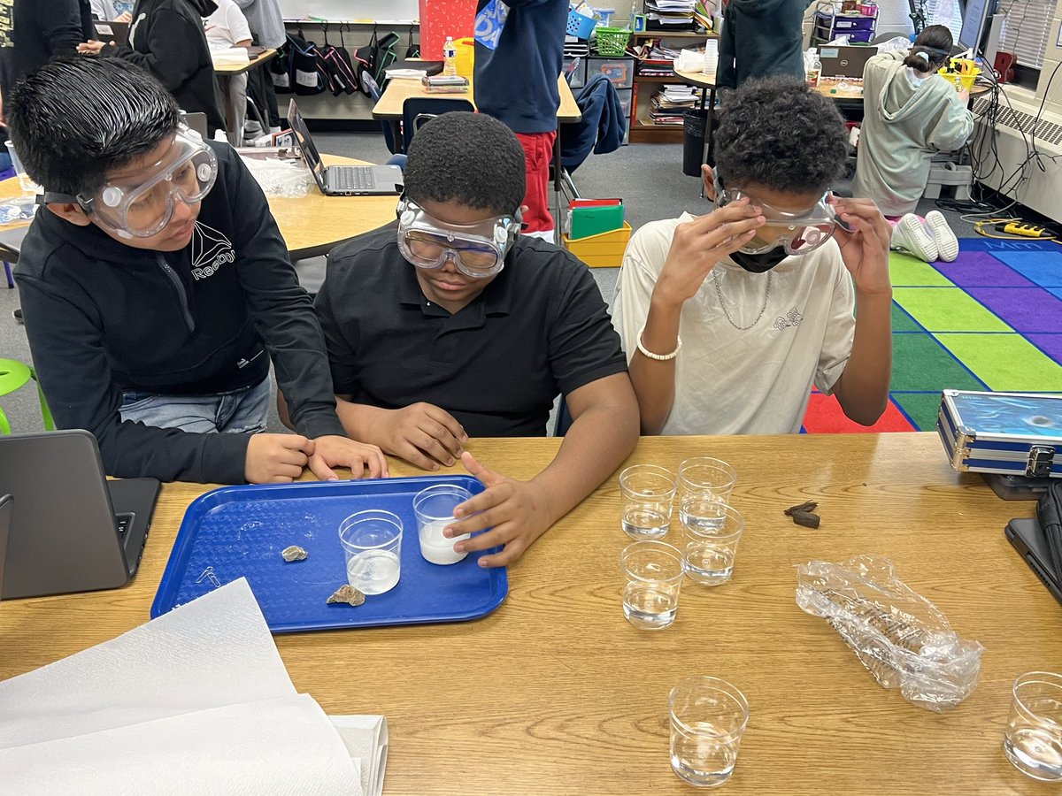 Safety first! Students were testing the effect of chemical weathering on different building materials. Results will be in after the long weekend! #CRESCulture #RonnieRam #SharingOurStory