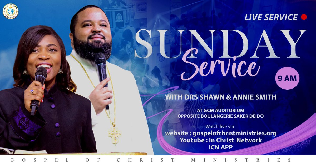 gospelchristmin's tweet photo. Join us this Sunday at 9 AM GMT+1 for our Sunday Live Service with Drs. Shawn and Annie Smith. 
#Panegyris2023     
#Furtherance https://t.co/3PvQHZma8H