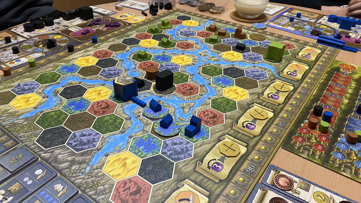itsAllAboard's tweet photo. Lost in a world of magic and power struggles here. Who will emerge as the ultimate ruler of Terra Mystica? 🧙‍♀️🔮🏰 #terramystica #boardgames #allaboardboardgames https://t.co/whmRjYIDhd