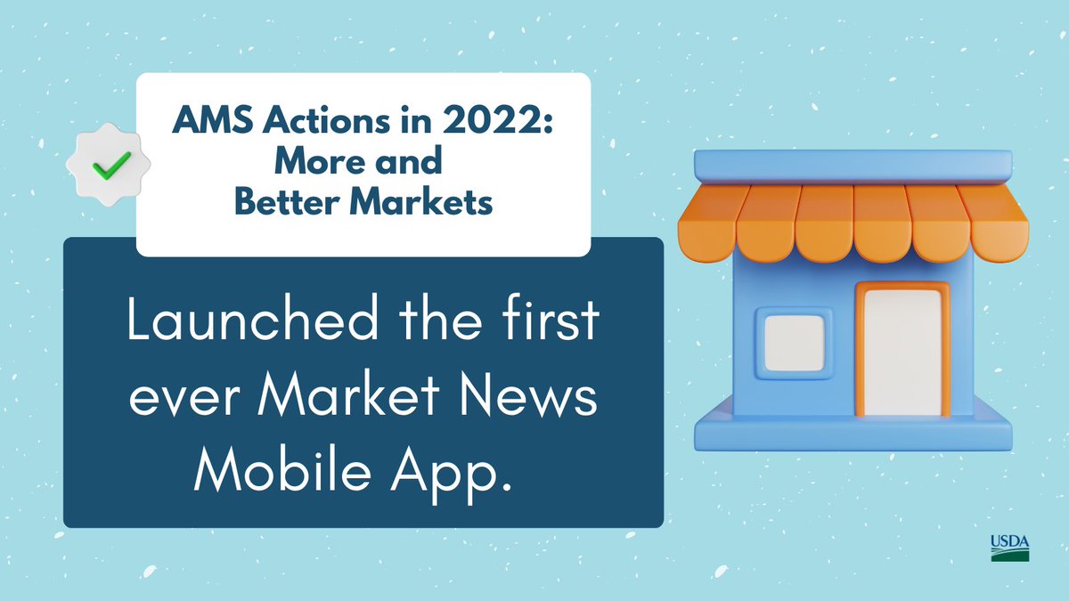 In 2022, AMS continued building more and better markets by launching the first-ever Market News Mobile App, providing producers and other stakeholders in the supply chain with instant access to current and historical market information. #YearInReviewAMS
ow.ly/kt2n50MSUla
