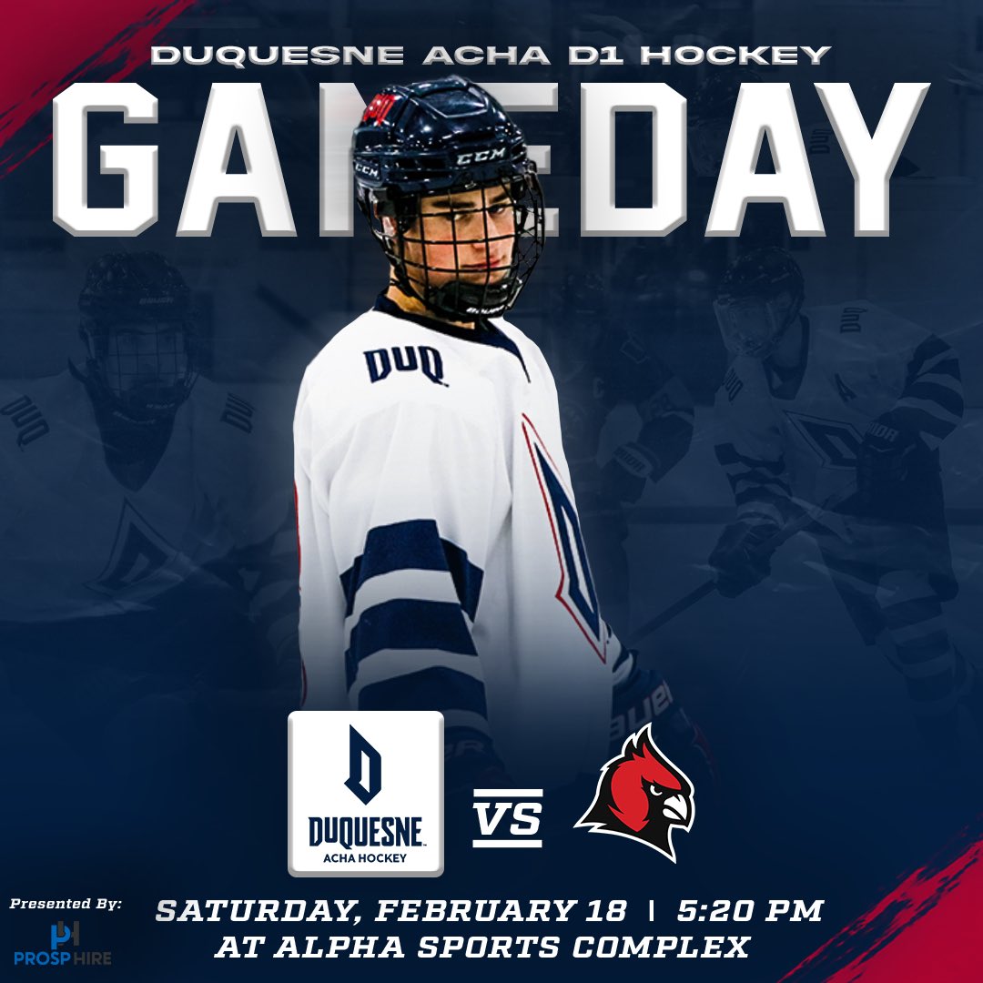 DuqHockey's tweet photo. Last game of the regular season 🤝 Senior night
🆚: Concordia
⏰: 5:20 PM
🏒: Alpha Ice Complex
#rolldukes #collegehockey #acha #chma #pittsburghhockey #seniornight https://t.co/lLzVEsVLjS