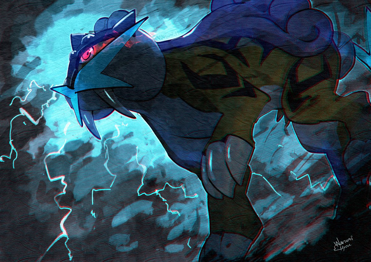 pokemon (creature) solo no humans red eyes from below glowing signature  illustration images