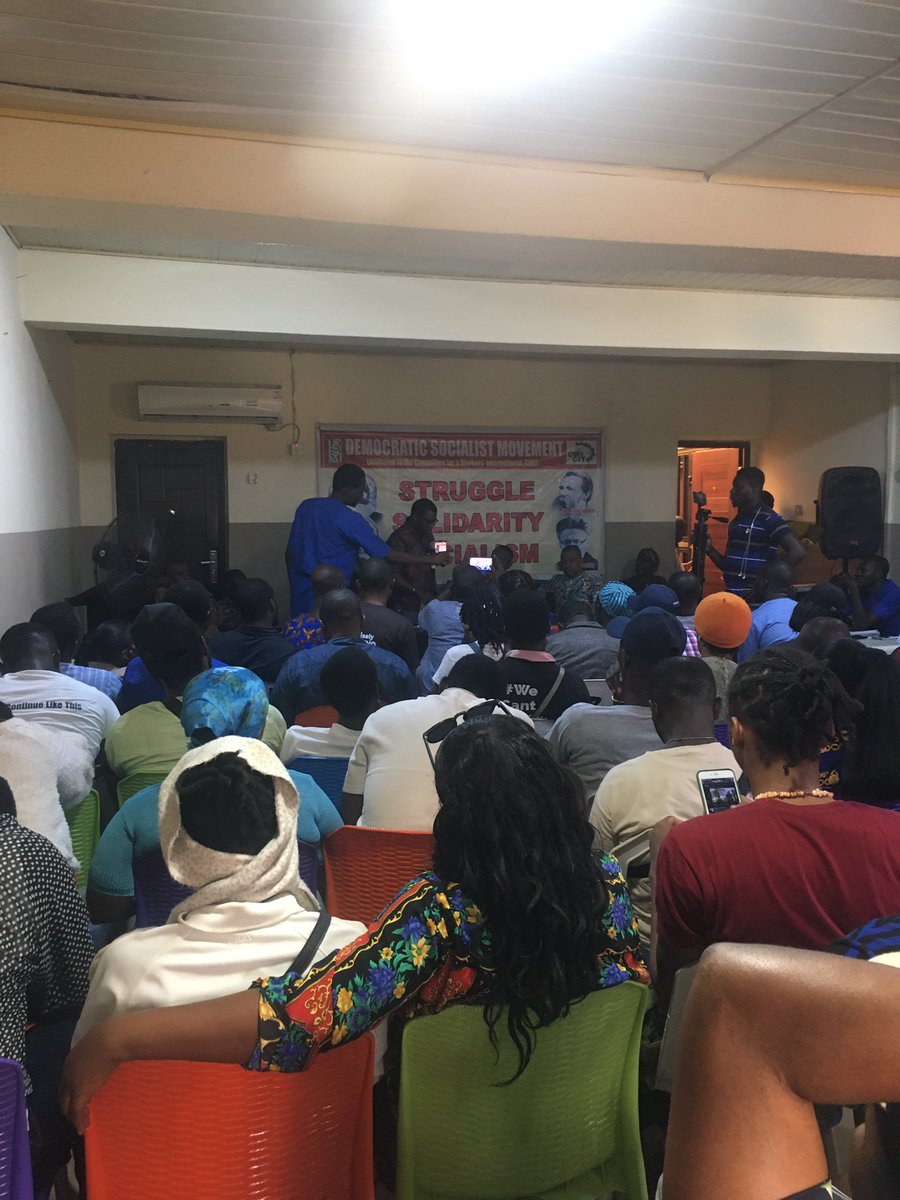DukeMotherland's tweet photo. DSM is the social movement arm of the Socialist Party of Nigeria (SPN).
In an address by the Chairperson of the movement, Abbey Trotsky, he described Omoyele Sowpre as a ray of hope for the working masses of Nigeria.

#Wecantcontinuelikethis https://t.co/Dmwcmnls73