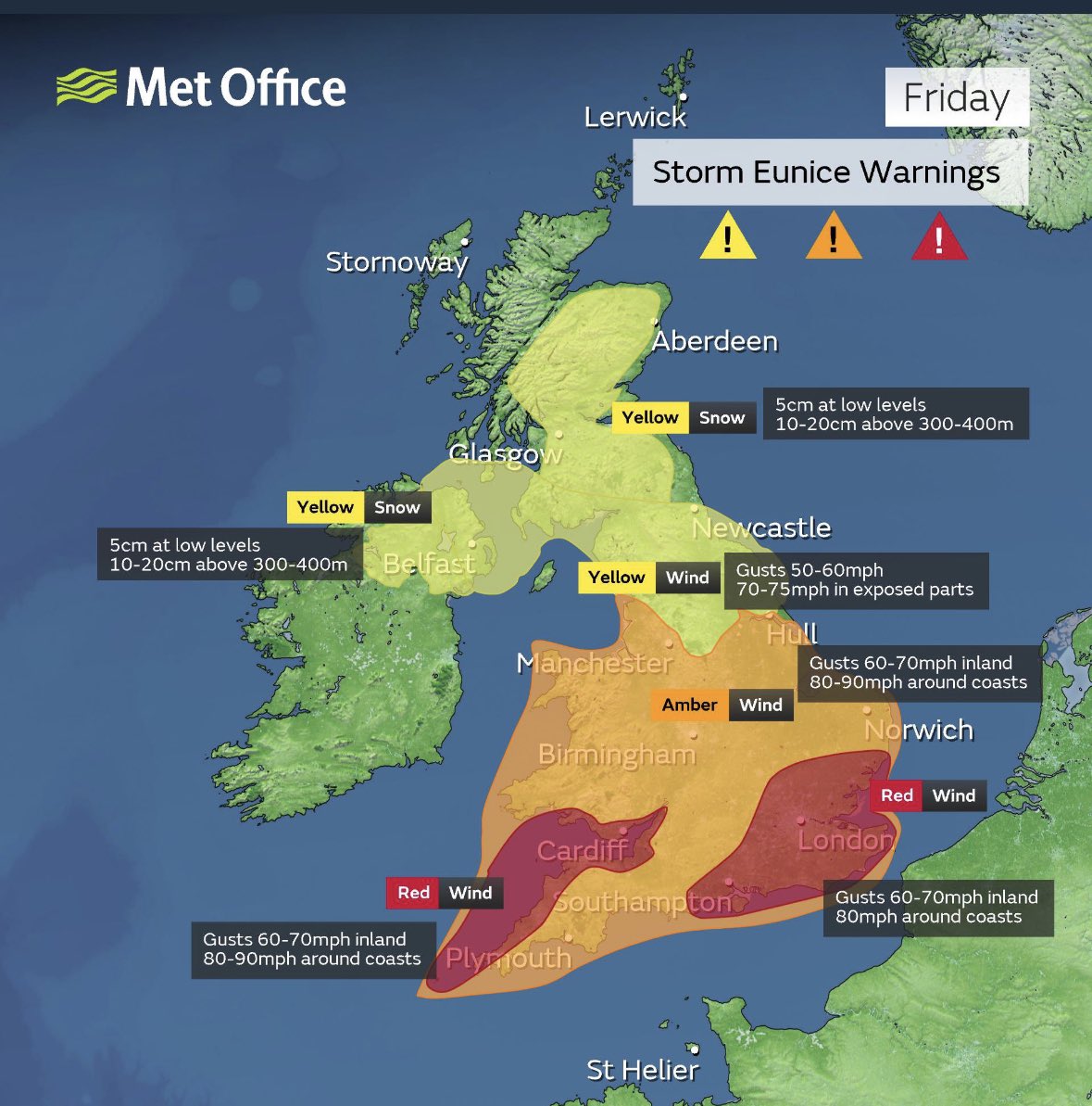 One year ago today red warnings for 90 mph gusts from #StormEunice