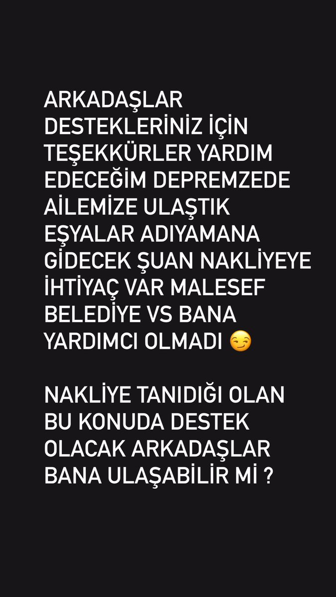 Acil 🚨 resmi kurumlarda veya yardım kuruluşlarında herhangi bir nakliye lojistik işi yapan dostlara duyurulur 

Not : Eşyalar istanbuldan adıyamana gidecektir