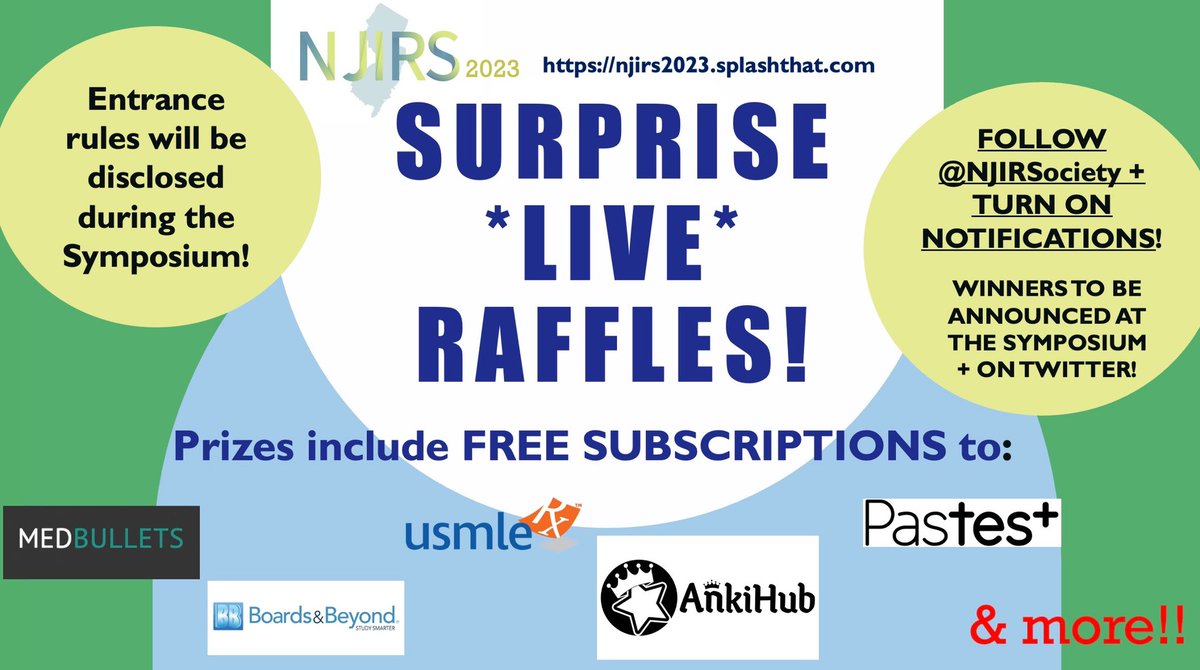 We have 2 raffles for you guys today! 
1.The symposium attendee who TWEETS the MOST using  #NJIRS2023 and tagging our account (<a href="/NJIRSociety/">NJIRS</a>) will AUTOMATICALLY win a prize!!
2.Any symposium attendee who RETWEETS 4+ of our tweets will be entered into a raffle!! ‼️Prizes TBA‼️