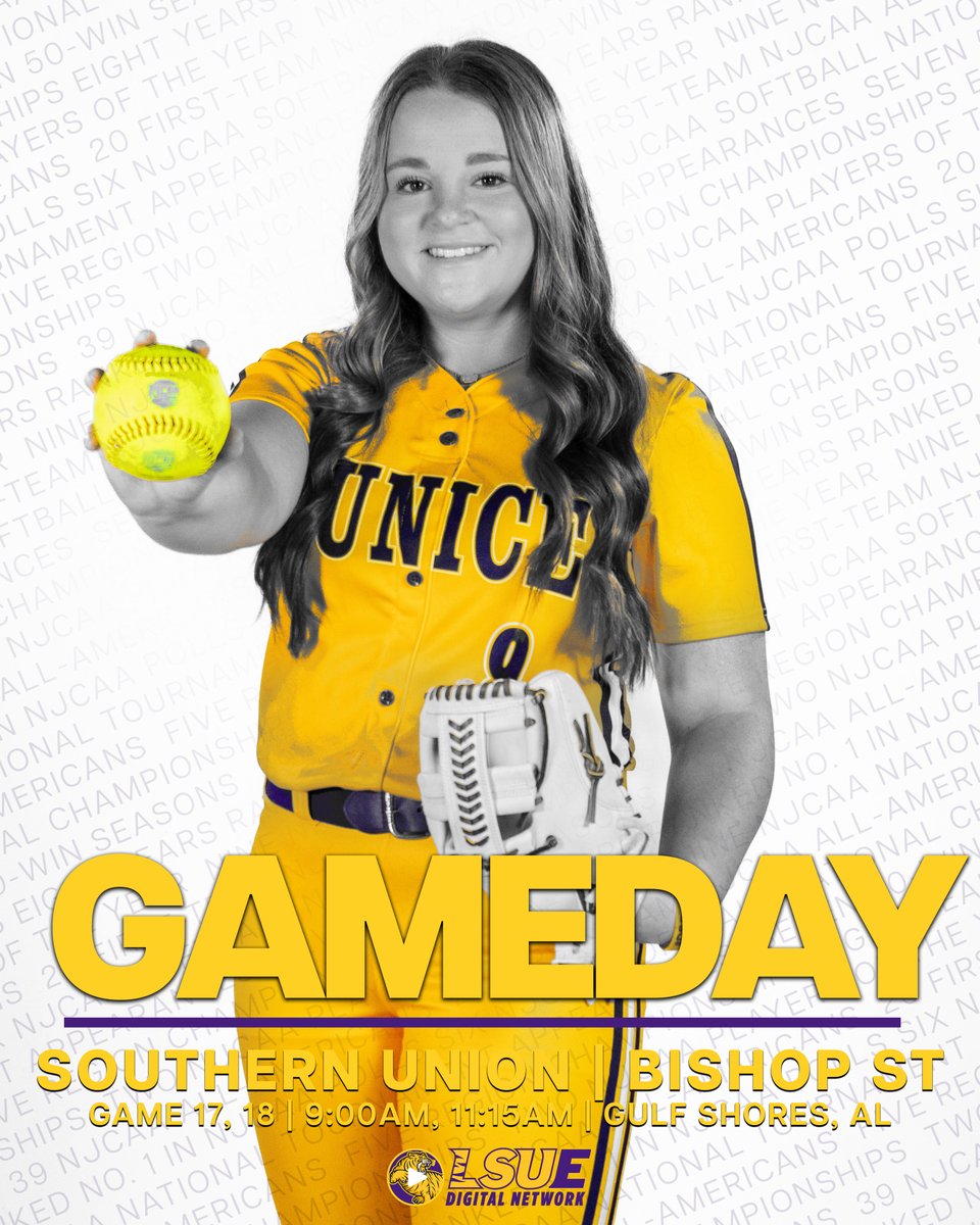Rise and Shine, it's SOFTBALL Time! LSU Eunice closes out its stay in Gulf Shores with a pair morning tilts, starting at 9:00AM with Southern Union then closing out with Bishop State.

#DSRO
#GeauxBengals