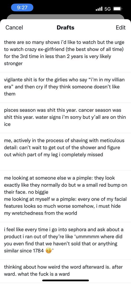 draft check! these are all impeccable, no notes