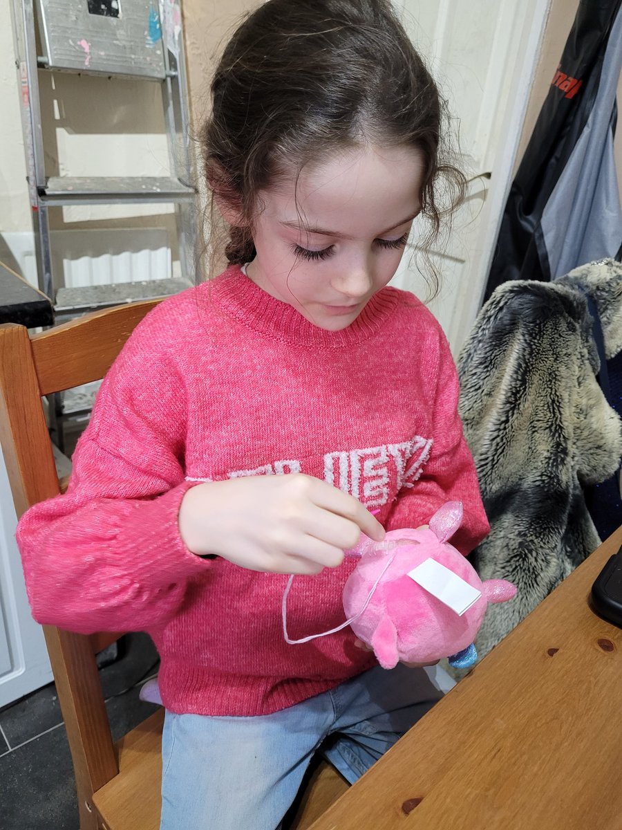 This one bought a toy, with her own money, that she had to stuff, then sew shut. She loved doing it, and showed me her skills she learned from sewing at school. @WCommonPS @WCPSc2026