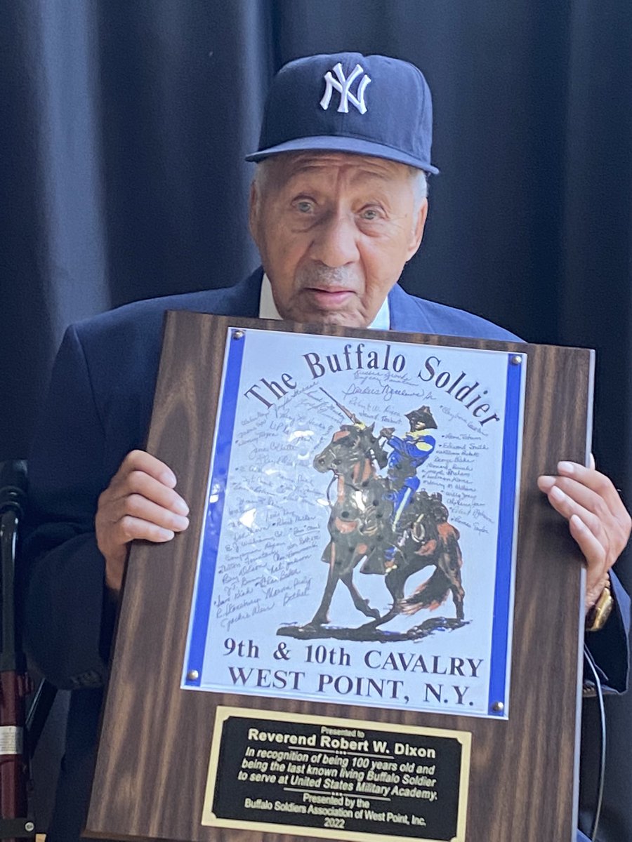 melissasteinTV's tweet photo. At 101-years-old, Rev. Dixon is known to be the last surviving #BuffaloSoldier at @WestPoint_USMA. The all-black cavalry were known as the Army’s fiercest fighters &amp; taught our most notable leaders. His story- #NOW on @SpecNews1Albany @SPECNews1CNY @SPECNews1BUF @SPECNews1ROC https://t.co/VSzKLHOxQ5