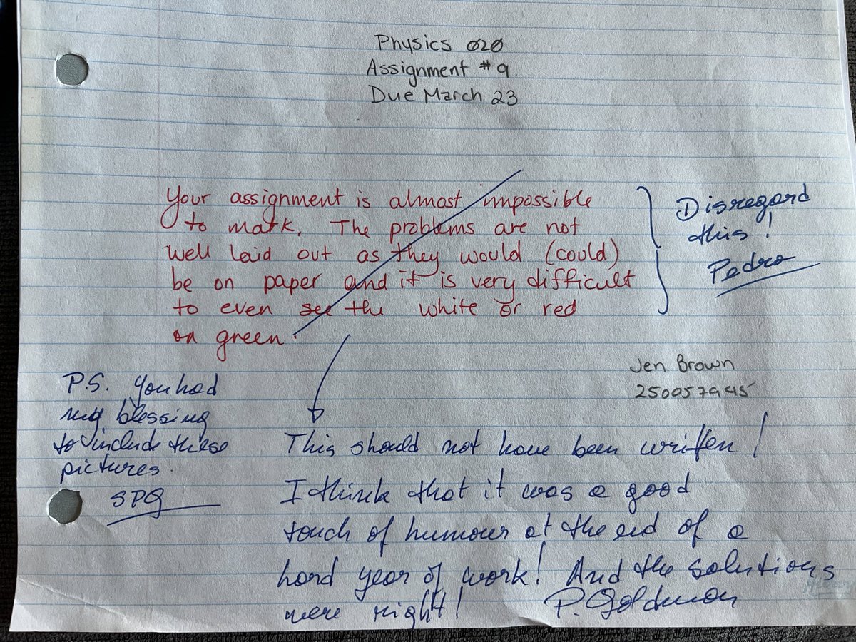 JenBrownEdu's tweet photo. Dr Pedro Goldman encouraging my love of #VNPS in first year physics (2000). He walked by the room as we were working and was overjoyed by the collaboration and energy exclaiming: #ThisIsPhysics! The TA apparently didn’t get the memo. #thinkingclassroom https://t.co/pQ9VnK6nEL