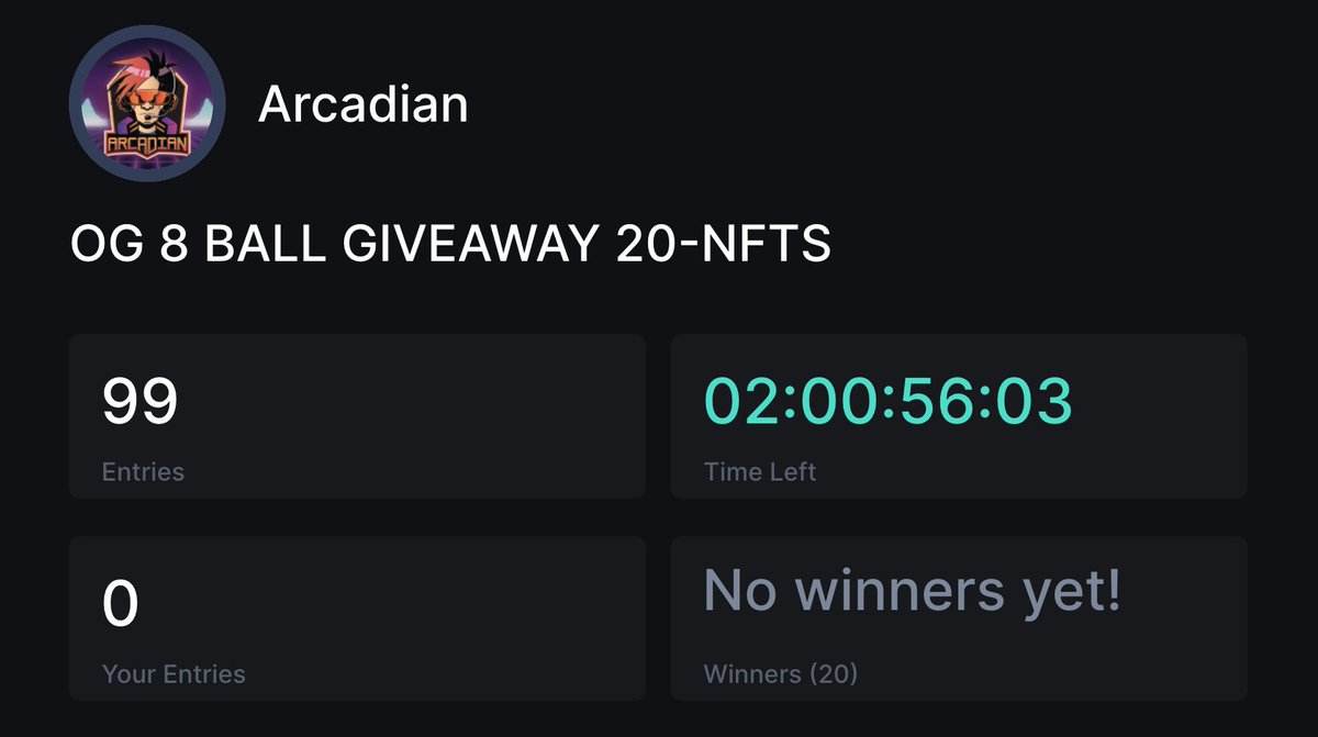 Guys I'm giving away 20 free mints in our server. 

Super easy to register 

Simply join, one click and you're in! 

2 days left 

See you there !

discord.gg/arcadian