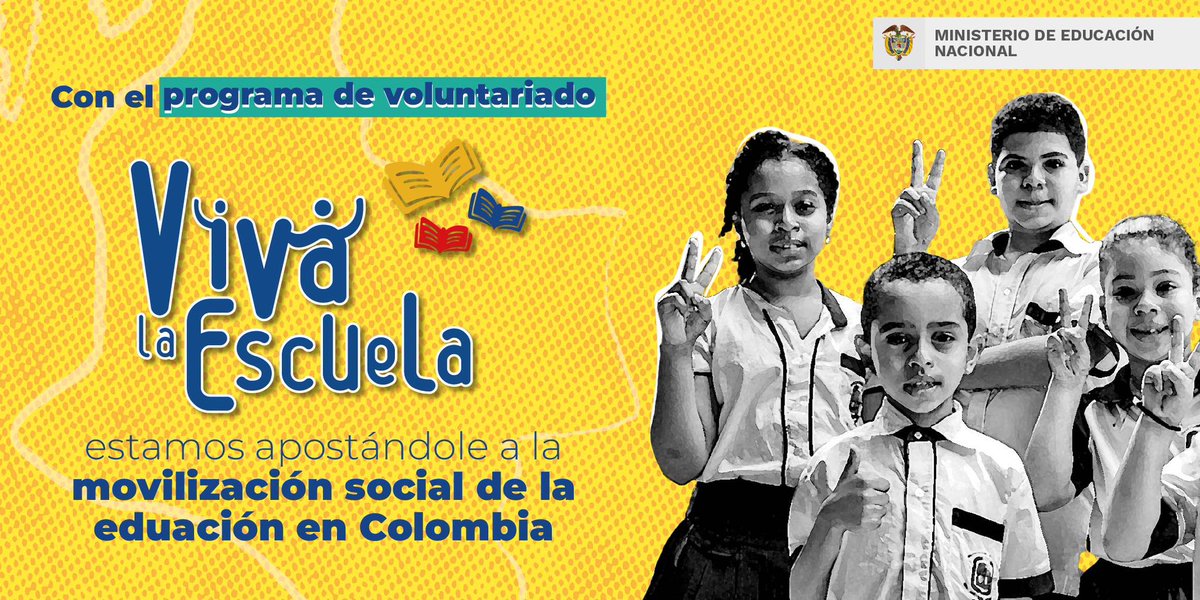 infopresidencia's tweet photo. ¡Que #VivaLaEscuela! 🏫😃 Si eres estudiante universitario o normalista superior de último año, inscríbete como voluntario para apoyar los procesos pedagógicos en las Instituciones Educativas del país. Conoce más en ➡️ https://t.co/cWAOBqirqg https://t.co/zmZz3db4FT