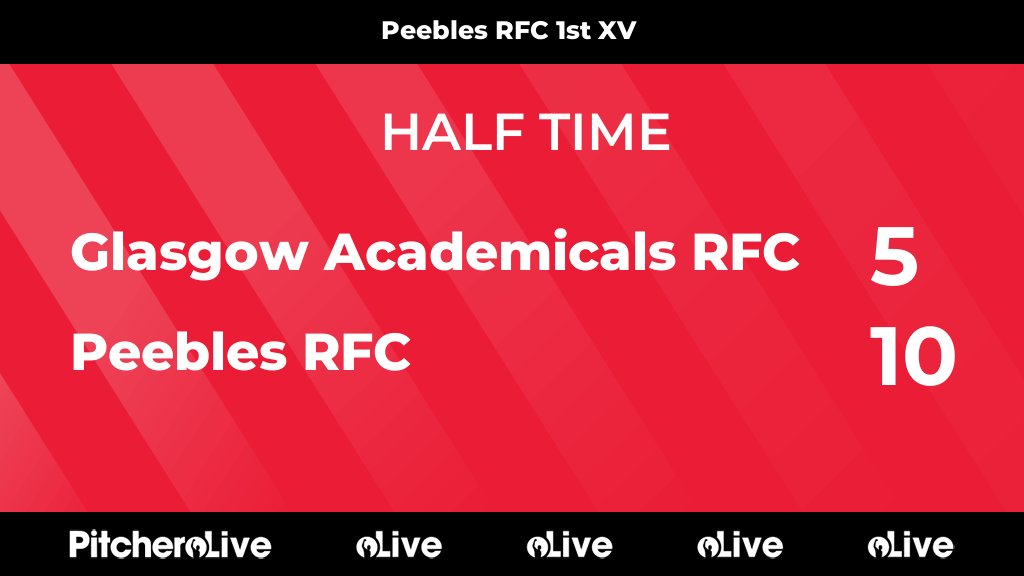 HALF TIME: Glasgow Academicals RFC 5 - 10 Peebles RFC
#GLAPEE #Pitchero
peeblesrfc.org/teams/10613/ma…