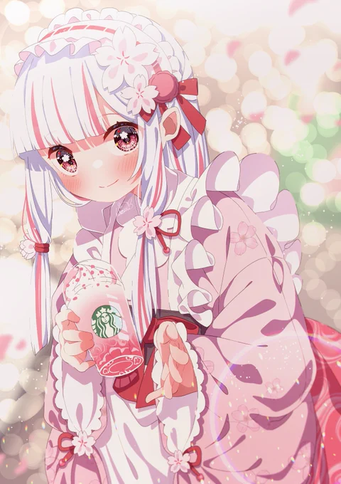 012.さくら咲くサクフラペチーノ可愛くて美味しい#100日チャレンジ #スタバさくら  #擬人化 