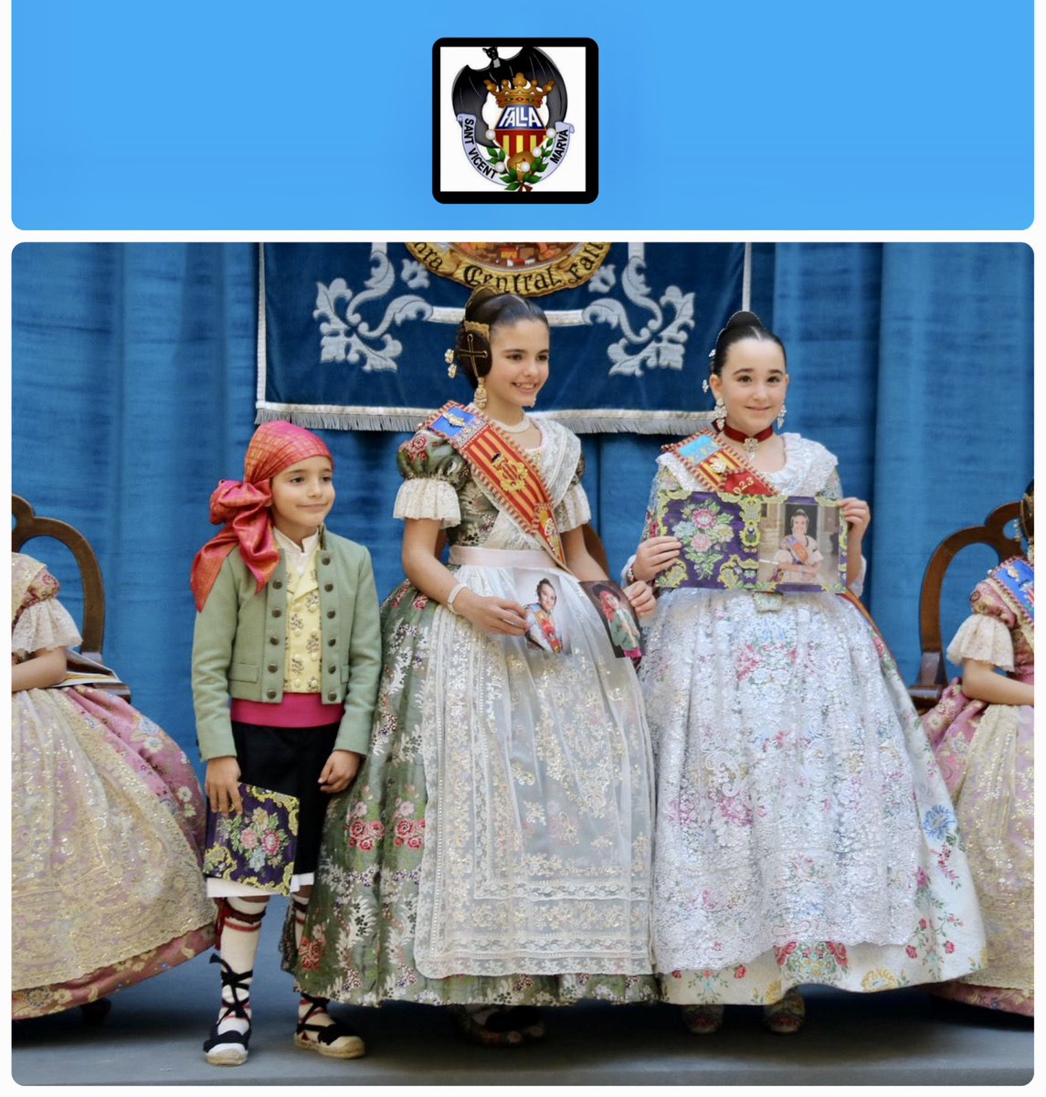 SanVicentMarva's tweet photo. Esta mañana nuestra FMI Eva y nuestro Presidente infantil Hugo han asistido al intercambio de fotos con la FMI de Valencia @JCF_Valencia  #fallaSVM #fallas23 https://t.co/hzWNuWvYX9