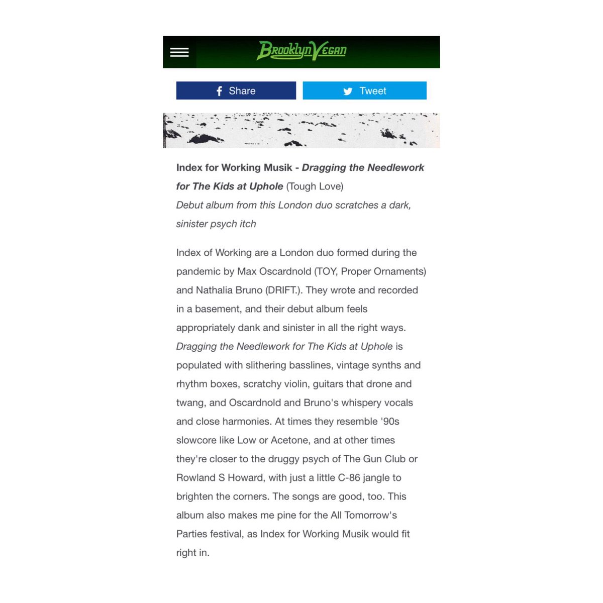 IndexMusik's tweet image. Some reviews from yesterday, thanks @lesinrocks @louderthanwar @brooklynvegan @allmusic