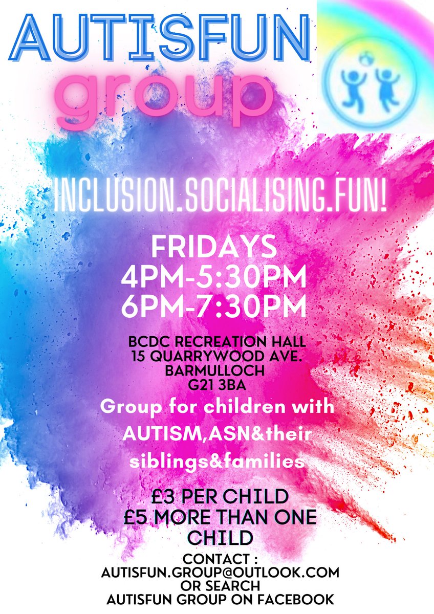 AutisfunGroup's tweet photo. @Autism 
@scottishautism  
@GlasgowCC 
@GlasgowLiving @Glasgow_Times Our group in Barmulloch Glasgow, which opened 13/1/23. We now have 2 sessions and events on every few weeks 🌈💙 booking is every Wednesday on our closed Facebook group 🌈🌈🌈 https://t.co/63T9KAyjye