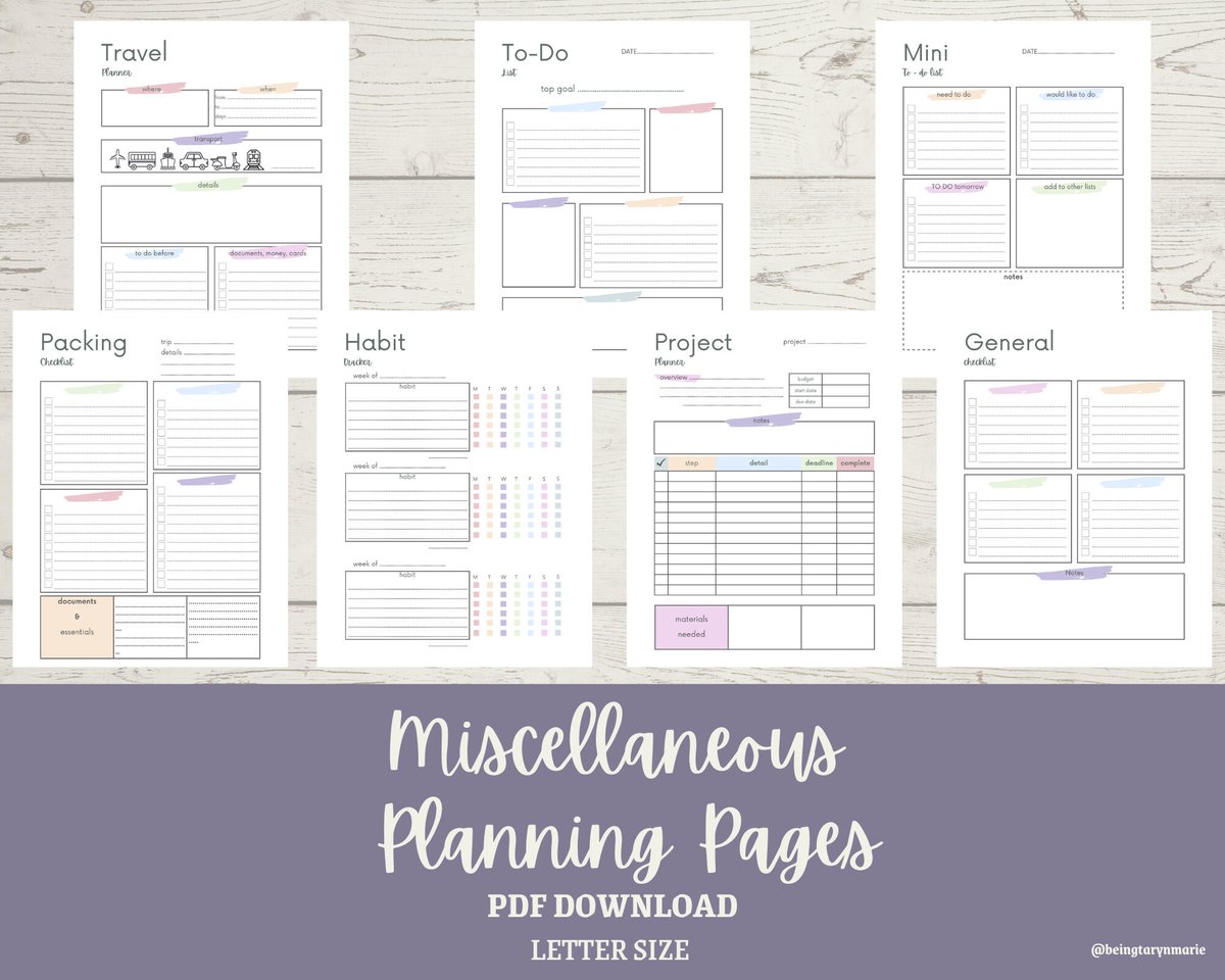 Excited to share the latest addition to my #etsy shop: Miscellaneous Planner Pages etsy.me/3XHUmTS #printableplanner #planningpages #habittracker #projectplanner #checklists