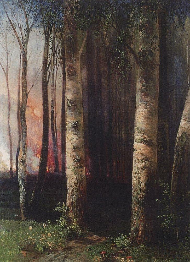 artistsavrasov's tweet photo. Fire in woods, 1883 #alekseysavrasov #savrasov https://t.co/lo8QPnHdWk https://t.co/r47caRdr3O