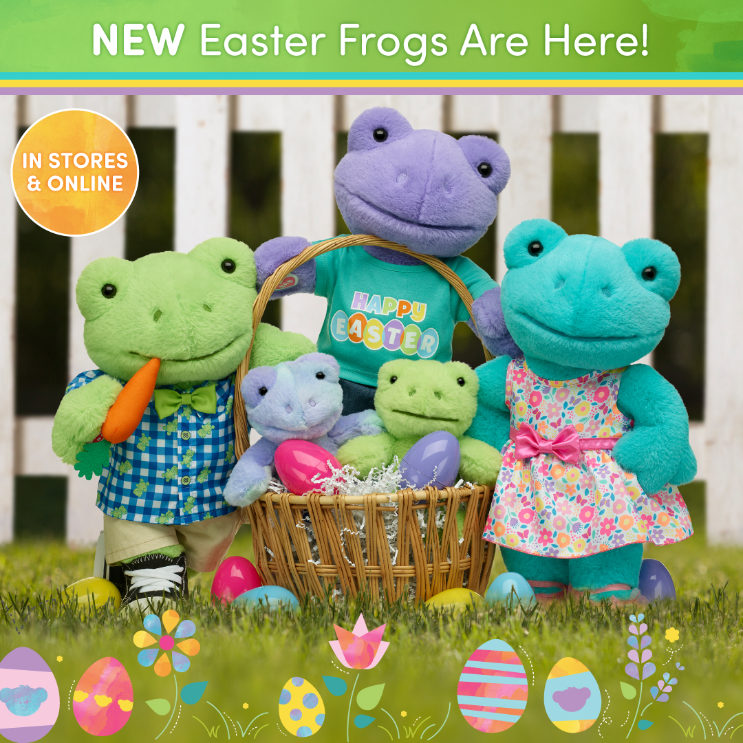 buildabear on X: HOP TO IT! Our NEW frog friends are here for Easter!  Whether they like mini frogs, jumbo frogs, colorful frogs or tie-dye frogs,  you'll find something for EVERY frog