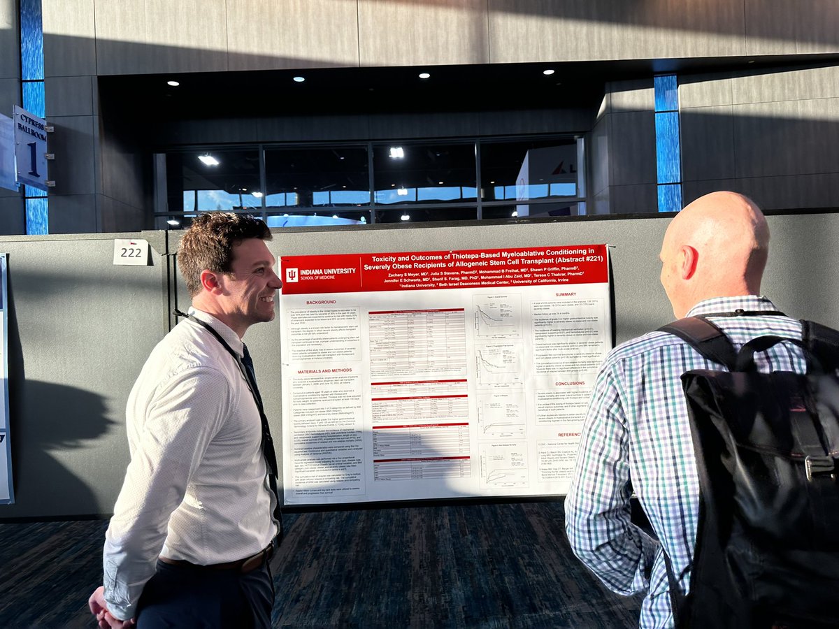 Our first year fellow Dr. Zach Meyer did a great job 👏🏻 presenting his study on outcomes of myeloablative thiotepa/cy conditioning in severely obese patients #Tandem23