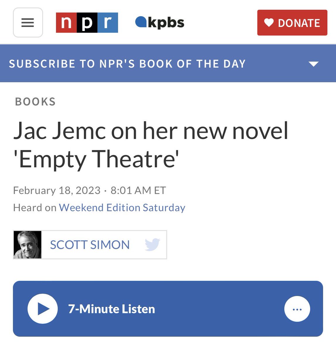jacjemc's tweet image. If you missed the @nprweekend broadcast the interview is up on their website, too! ❤️