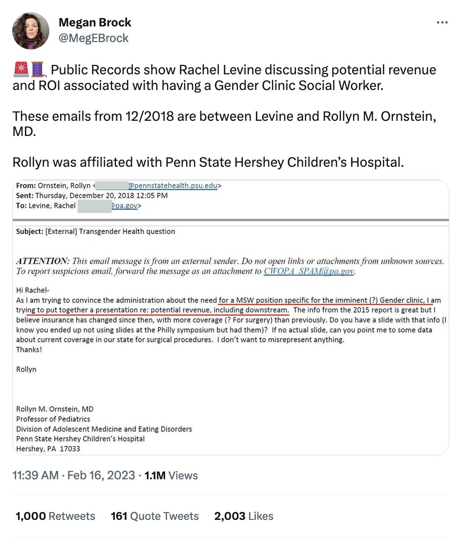 Anti-trans rhetoric is so often just recycled anti-abortion rhetoric. "They're just doing it for the money." I mean, yeah, unfortunately that's how hospitals work under capitalism. Until we have universal healthcare, it doesn't mean they should stop providing services.