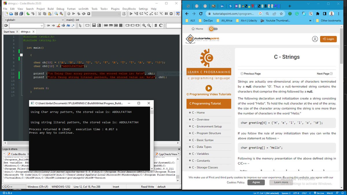 mrfattaah's tweet photo. #Day29/100
Started strings in C...
Ways of declaring a string in C;
🔹 Character array
🔹 String literal
#buildwithvee100daysofcode
#100DaysOfCode
@build_vee
@gdgbenin https://t.co/BI0XPfBYy8