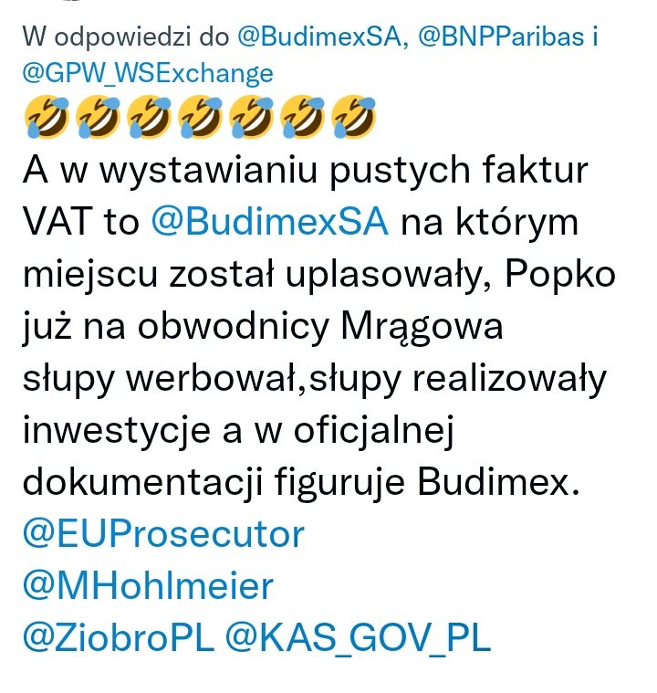piasecki82's tweet photo. @BudimexSA 😂😂😂😂😂
Nie byłbym taki pewien,rusza procedura wyłączenia @BudimexSA z zamówień publicznych zgodnie z prawem PZP.
Budimex i Tamax defraudowali środki publiczne i UE rozliczając koszty kwalifikowane pustymi fakturami VAT...
@MWrzosek77 @MorawieckiM @sobonartur @M_Rzeczkowska https://t.co/HLcnfQfXlN