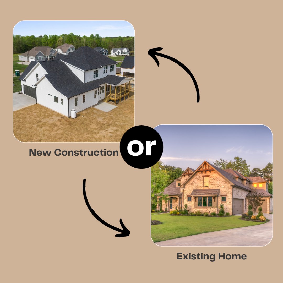 This or That? 
➡️ New Construction OR 
➡️ Existing Home 
Although the shiny new construction homes may catch your attention there are some benefits to purchasing an existing home.